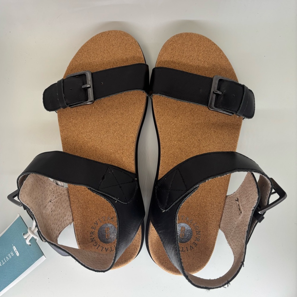 Revitalign Black Leather Birkenstocks-like Sandals